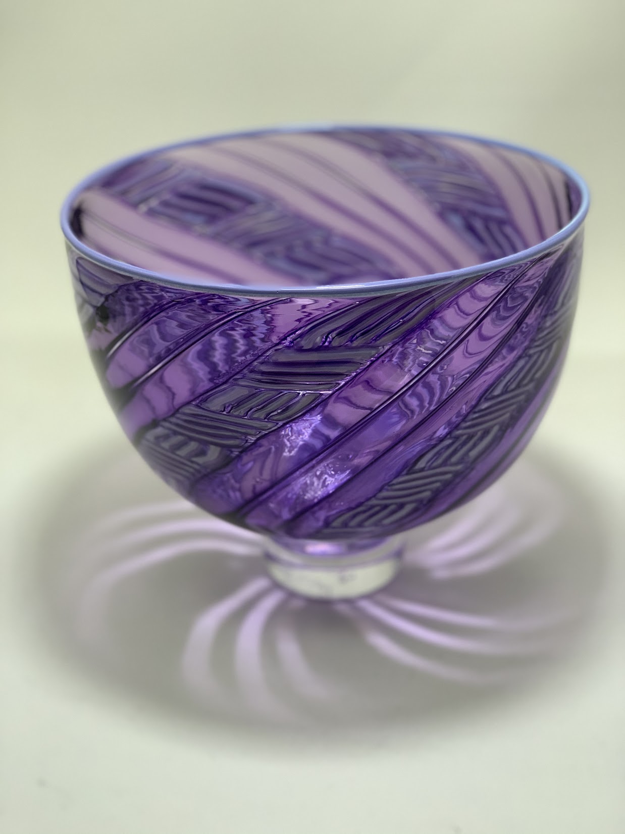 Handblown Cane Bowl in Purple
